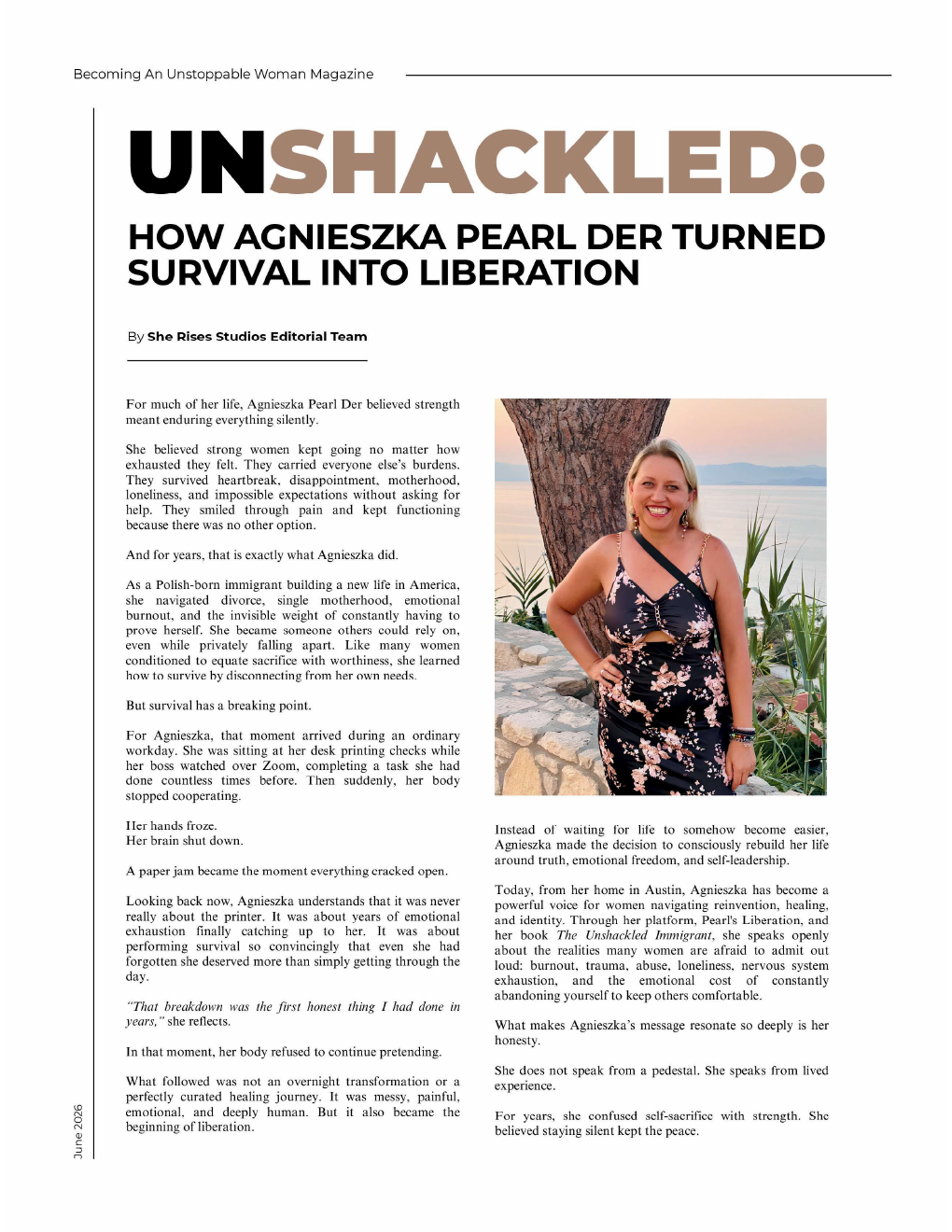 First page of the BAUW feature about Agnieszka Pearl Der.